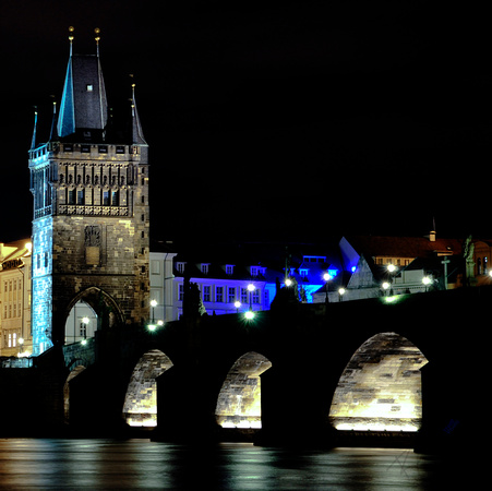 Charles Bridge at night, Prague, Czechia