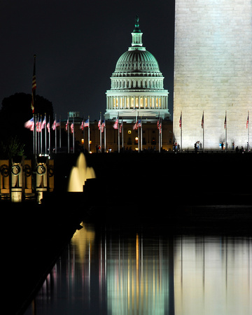 Washington and U.S. Capitol at Night, Washington, D.C.